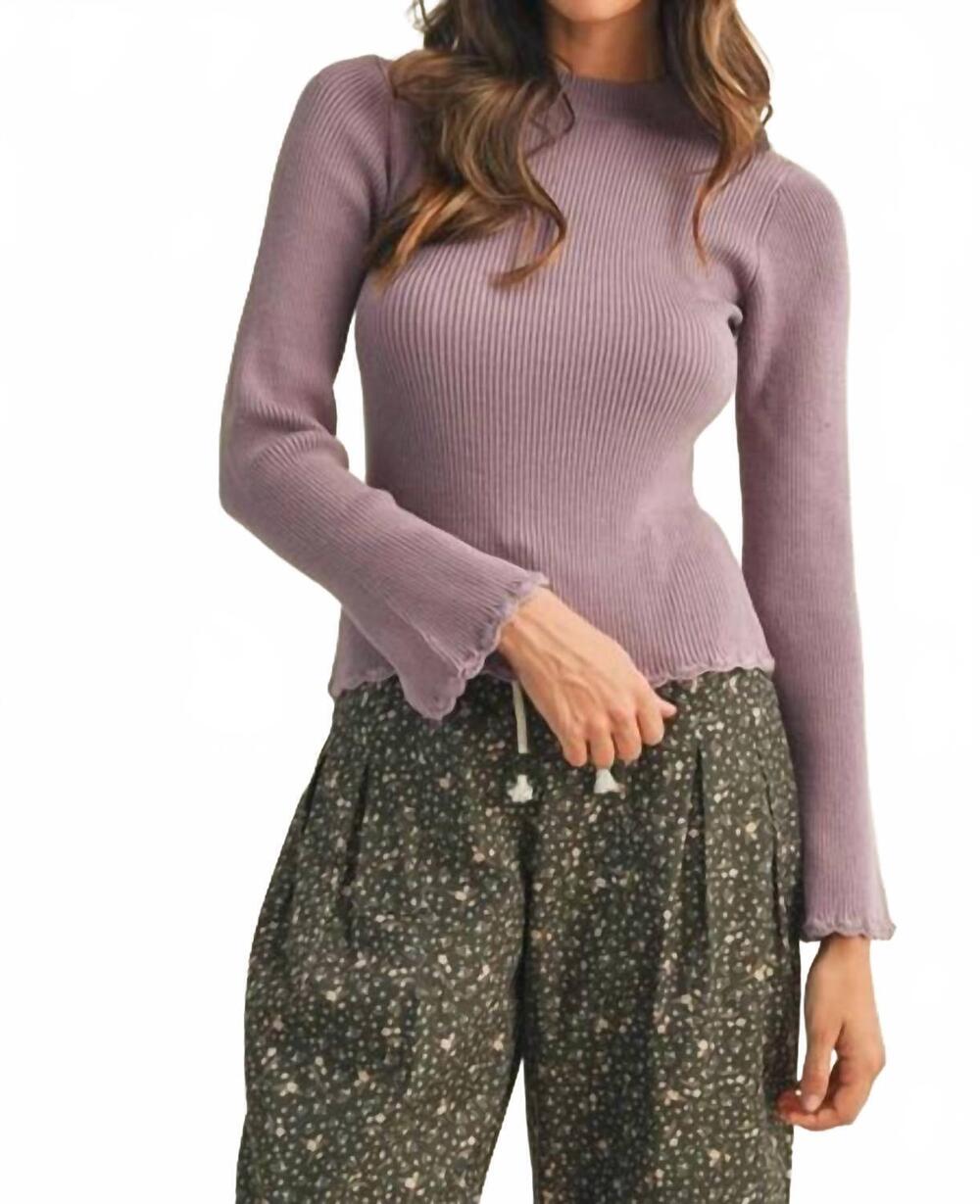 NEW ANNIEWEAR scales scallop edge sweater in lavender